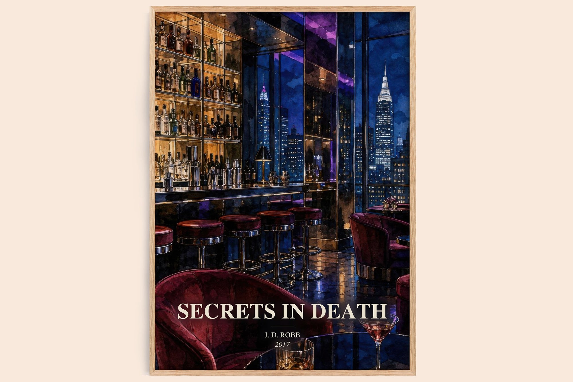 Secrets In Death watercolour book poster by J. D. Robb – framed literary art print