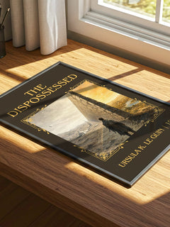 The Dispossessed Classic Book Art Print by Ursula K. Le Guin – print on a sunlit desk