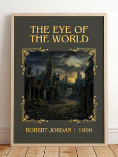 The Eye of the World Classic Book Art Print by Robert Jordan – framed print leaning on a wooden floor