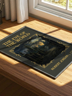 The Eye of the World Classic Book Art Print by Robert Jordan – print on a sunlit desk