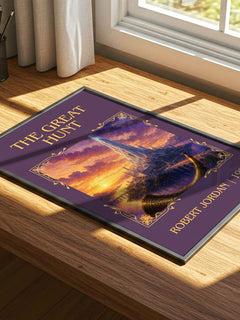 The Great Hunt Classic Book Art Print by Robert Jordan – print on a sunlit desk