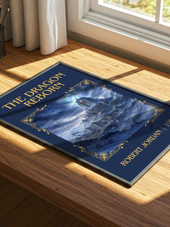 The Dragon Reborn Classic Book Art Print by Robert Jordan – print on a sunlit desk