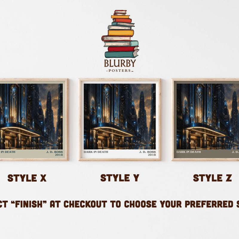 Dark In Death literary print in frame leaning in hallway – thriller wall art