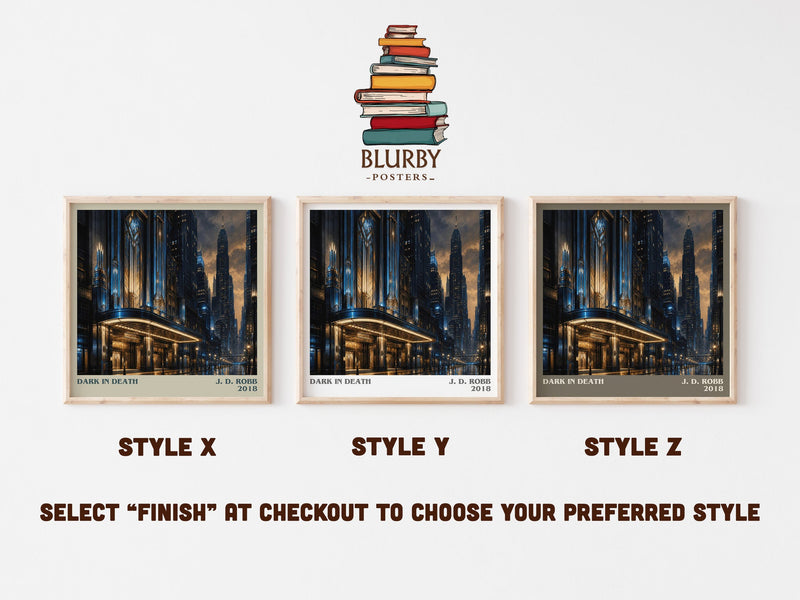 Dark In Death literary print in frame leaning in hallway – thriller wall art