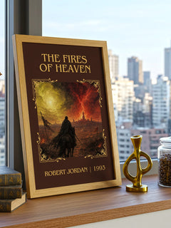 The Fires of Heaven Classic Book Art Print by Robert Jordan – framed print on a city-view windowsill