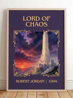 Lord of Chaos Classic Book Art Print by Robert Jordan – framed print leaning on a wooden floor