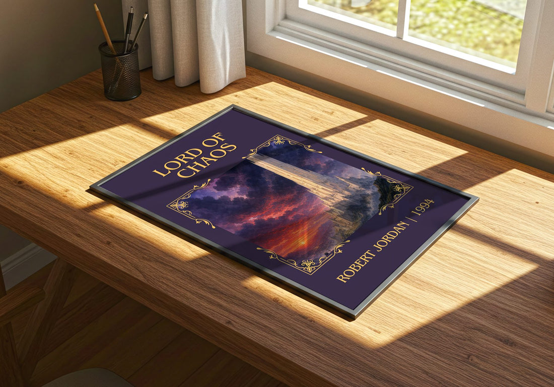 Lord of Chaos Classic Book Art Print by Robert Jordan – print on a sunlit desk