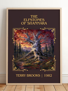 The Elfstones of Shannara Classic Book Art Print by Terry Brooks – framed print leaning on a wooden floor
