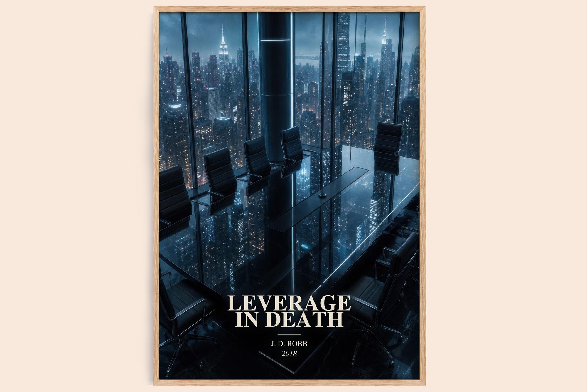 Leverage In Death watercolour book poster by J. D. Robb – framed literary art print
