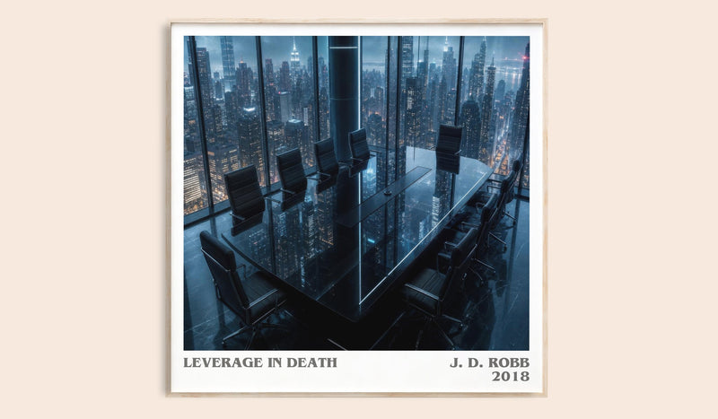 Leverage In Death literary book poster by J. D. Robb – framed literary art print