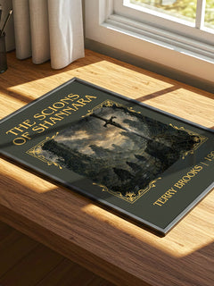 The Scions of Shannara Classic Book Art Print by Terry Brooks – print on a sunlit desk