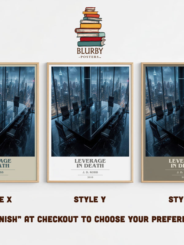 Leverage In Death book cover print in frame leaning in hallway – thriller wall art