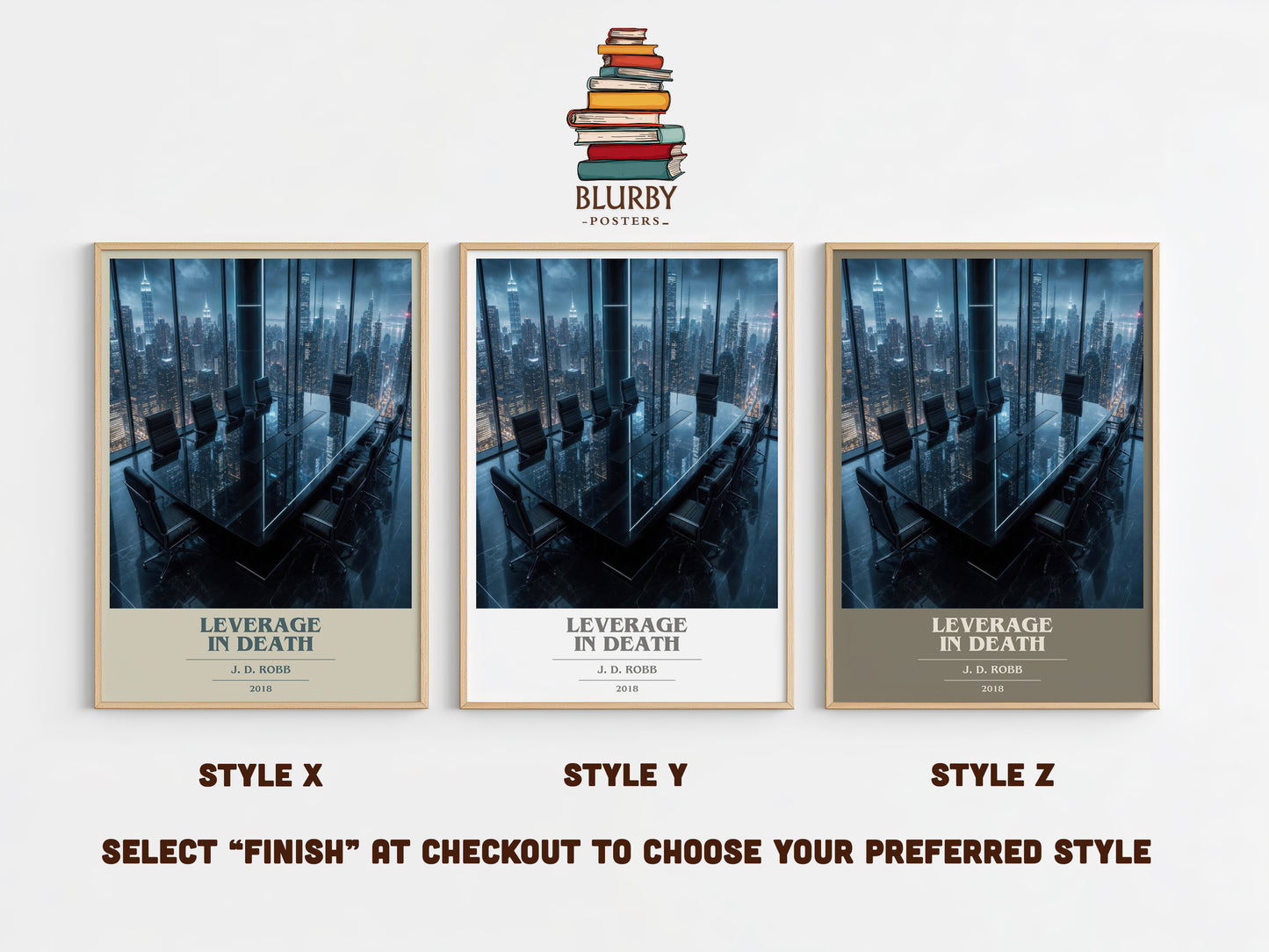 Leverage In Death book cover print in frame leaning in hallway – thriller wall art