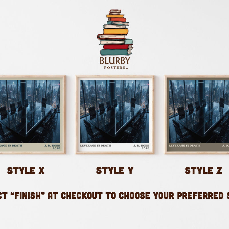 Leverage In Death literary print in frame leaning in hallway – thriller wall art