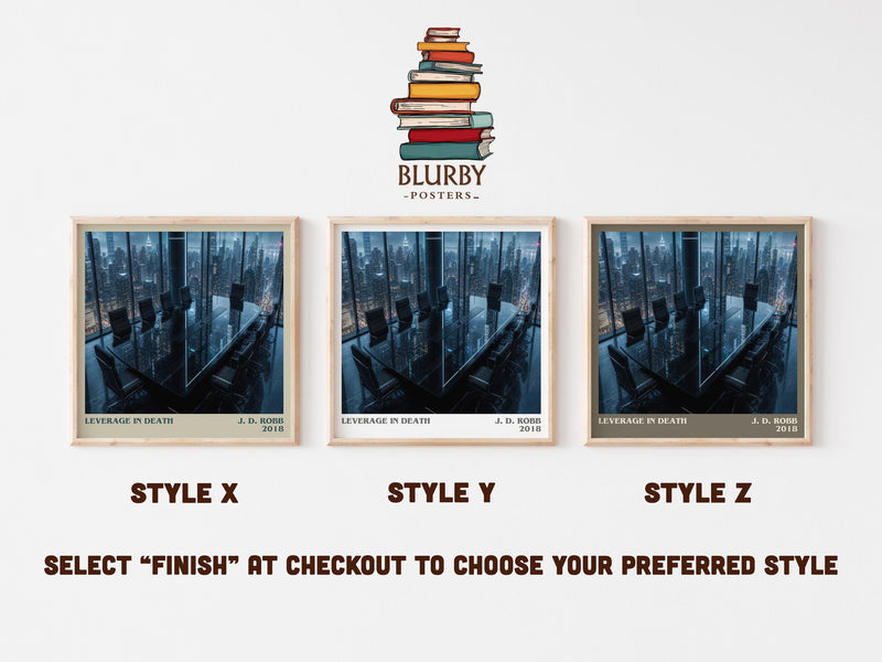 Leverage In Death literary print in frame leaning in hallway – thriller wall art
