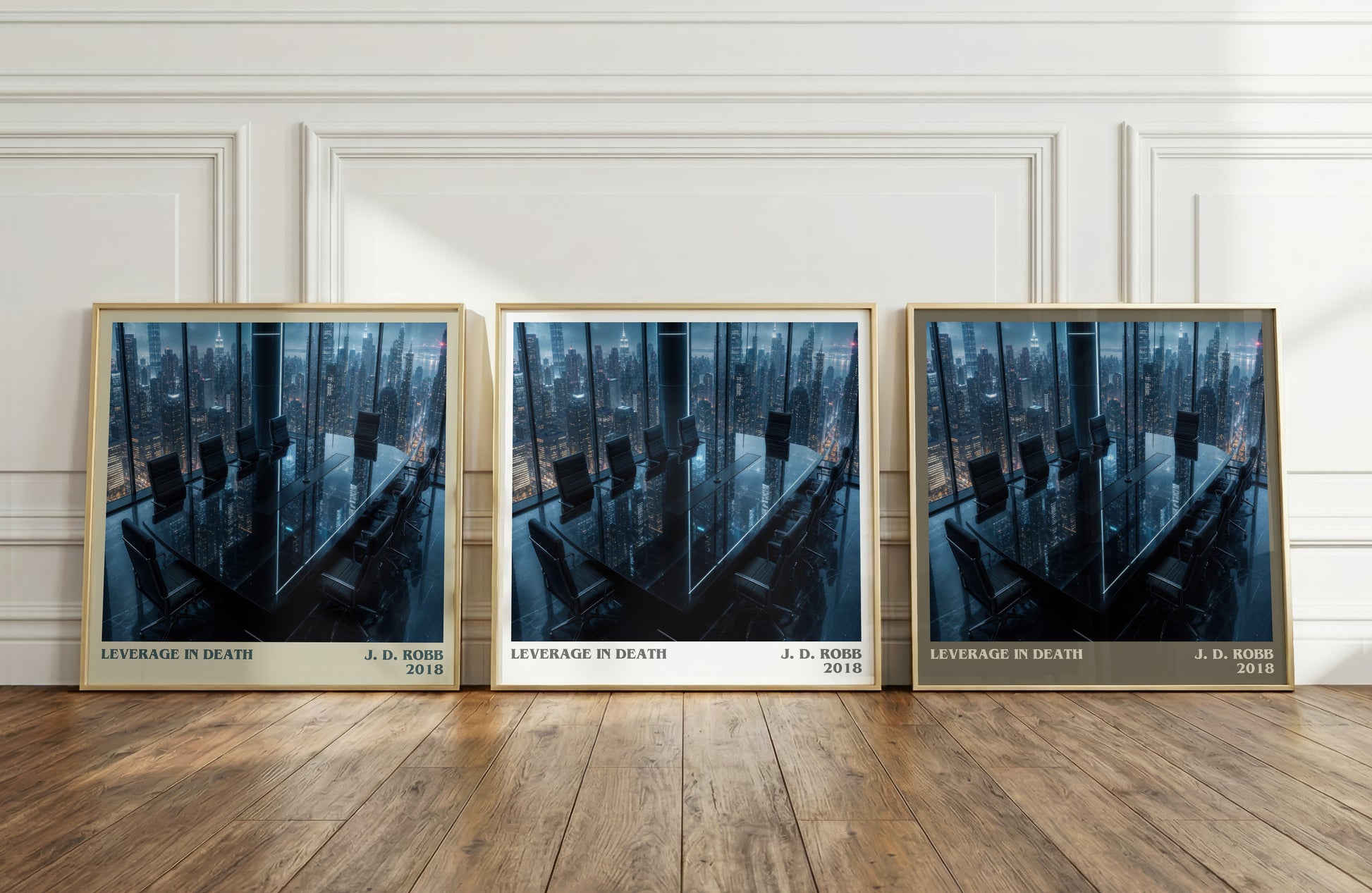 Leverage In Death literary art print colour and style options – J. D. Robb book art