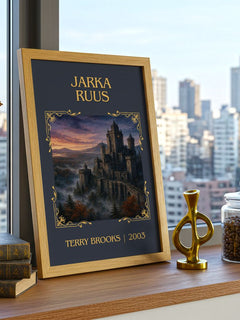 Jarka Ruus Classic Book Art Print by Terry Brooks – framed print on a city-view windowsill
