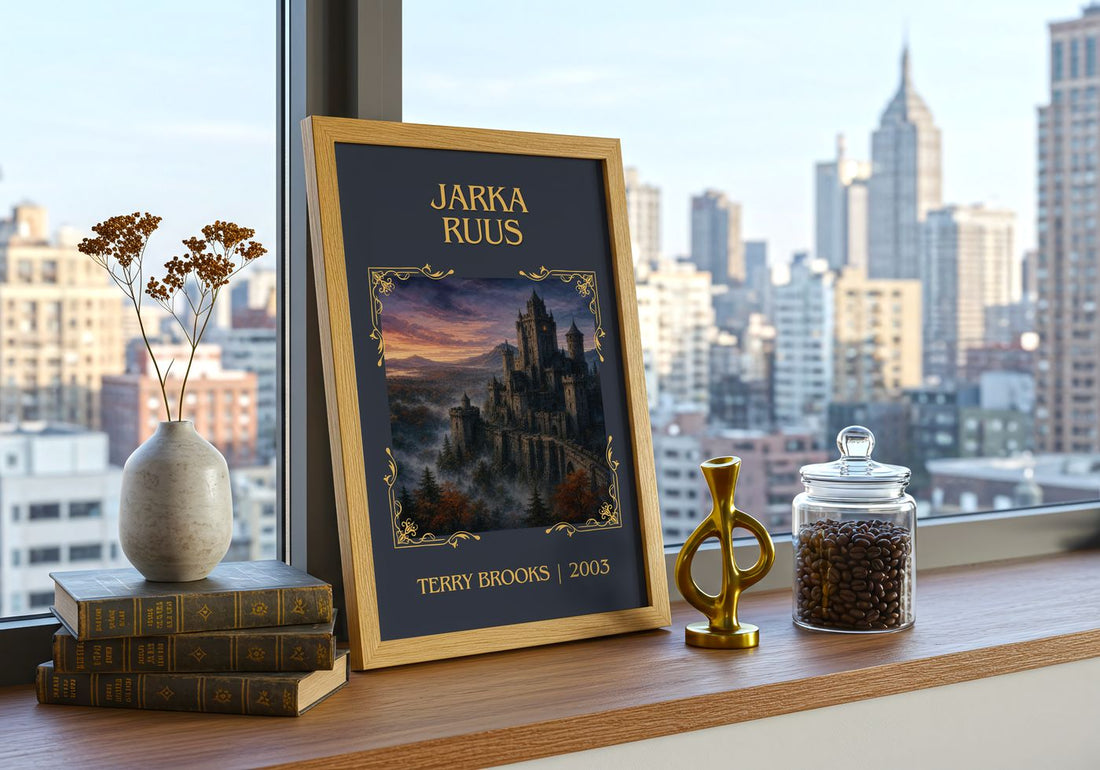 Jarka Ruus Classic Book Art Print by Terry Brooks – framed print on a city-view windowsill