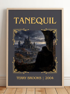 Tanequil Classic Book Art Print by Terry Brooks – framed print leaning on a wooden floor