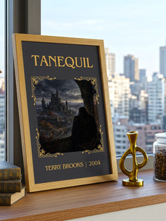 Tanequil Classic Book Art Print by Terry Brooks – framed print on a city-view windowsill