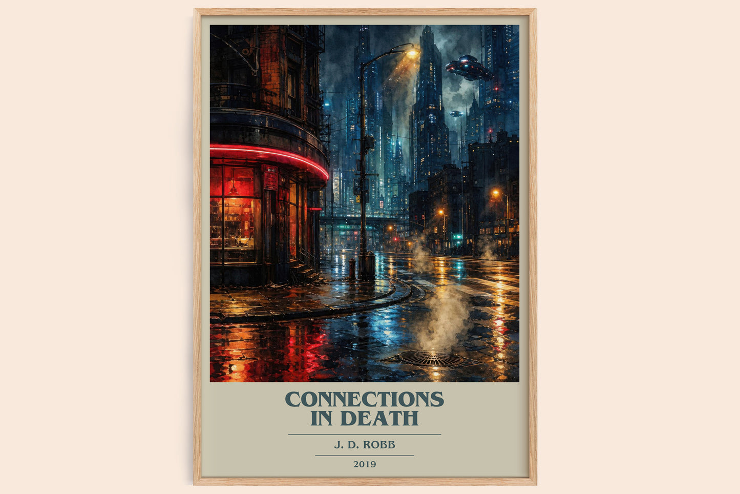 Connections In Death book cover book poster by J. D. Robb – framed literary art print