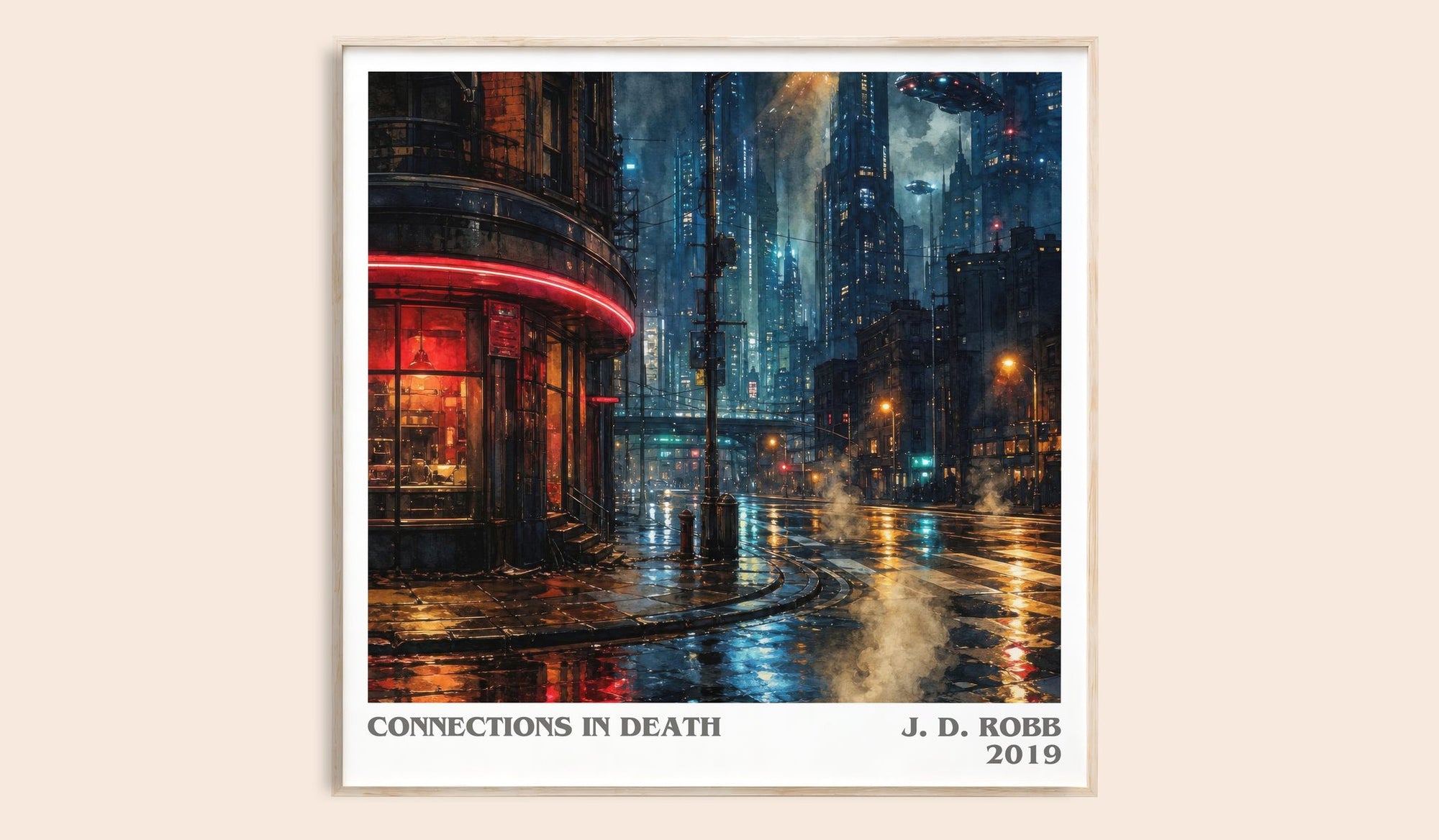 Connections In Death literary book poster by J. D. Robb – framed literary art print