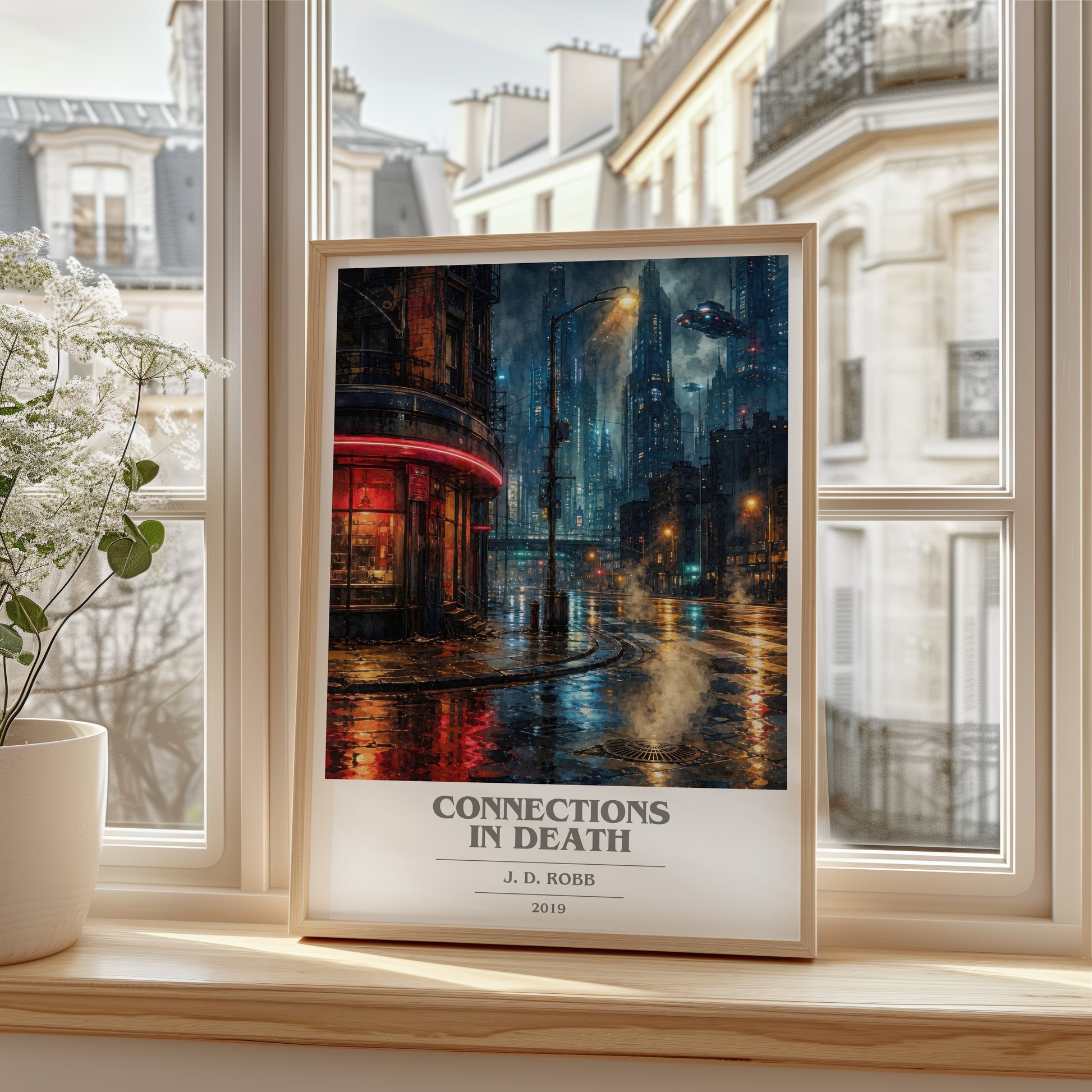 Connections In Death book cover poster colour and style options – J. D. Robb book art