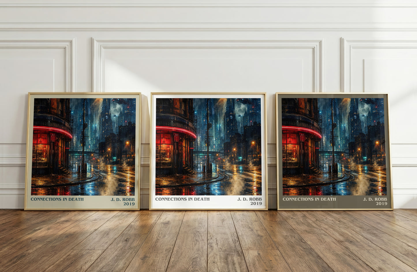 Connections In Death literary art print colour and style options – J. D. Robb book art