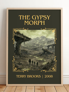The Gypsy Morph Classic Book Art Print by Terry Brooks – framed print leaning on a wooden floor