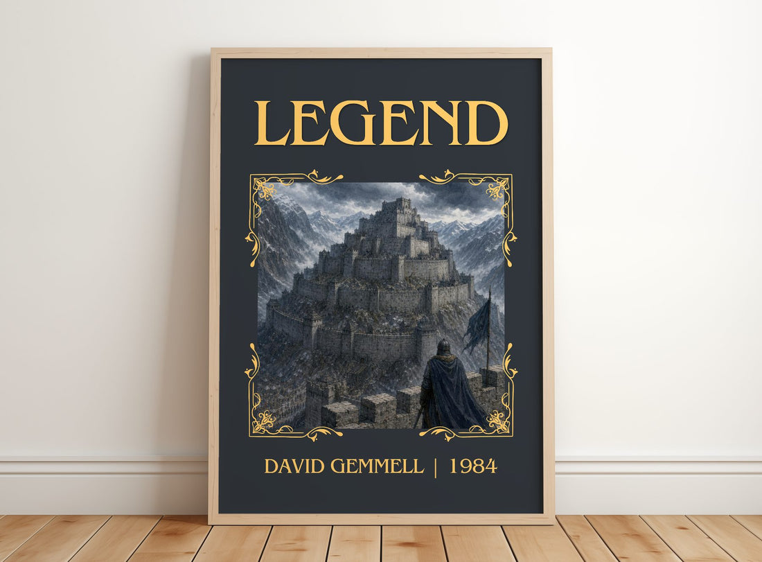Legend Classic Book Art Print by David Gemmell – framed print leaning on a wooden floor