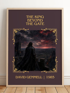 The King Beyond the Gate Classic Book Art Print by David Gemmell – framed print leaning on a wooden floor