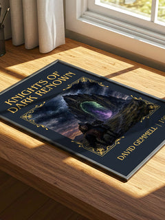Knights of Dark Renown Classic Book Art Print by David Gemmell – print on a sunlit desk