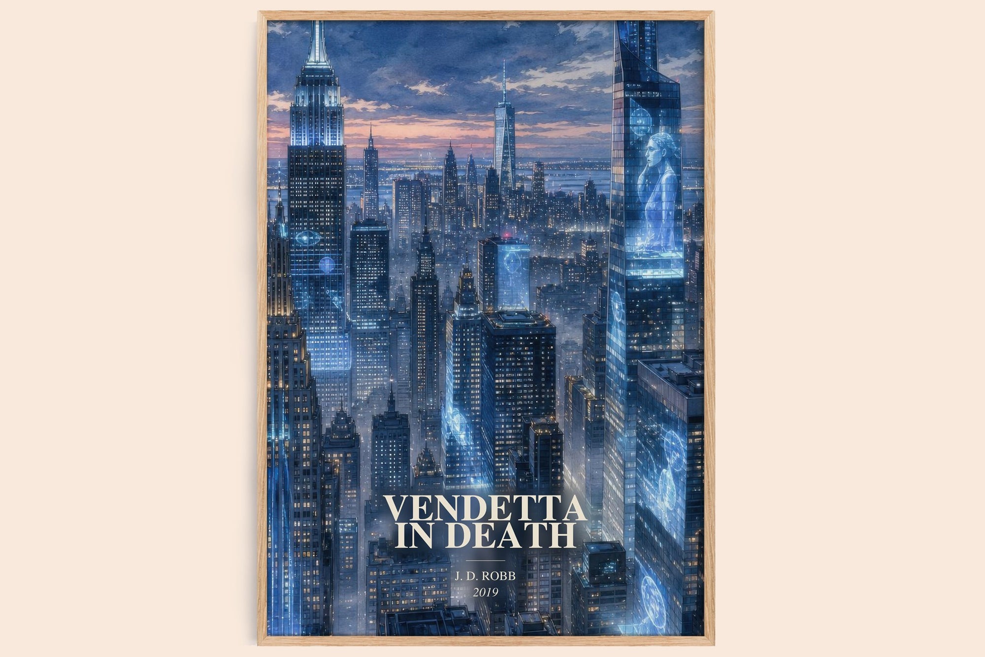 Vendetta In Death watercolour book poster by J. D. Robb – framed literary art print