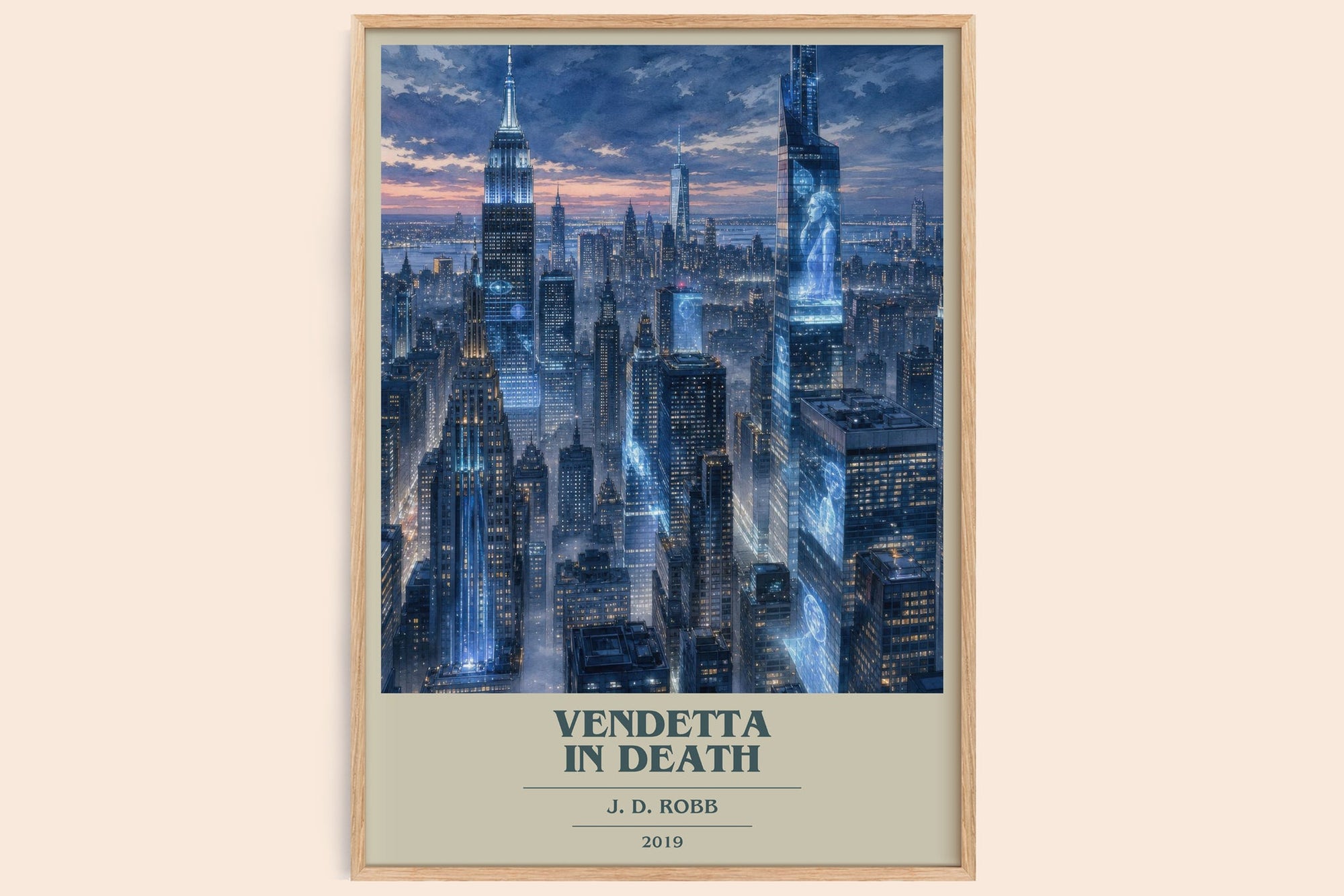 Vendetta In Death book cover book poster by J. D. Robb – framed literary art print