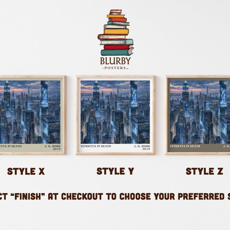 Vendetta In Death literary print in frame leaning in hallway – crime wall art