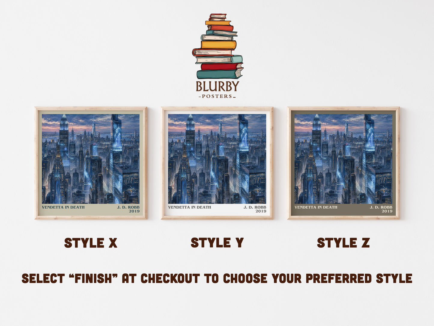 Vendetta In Death literary print in frame leaning in hallway – crime wall art