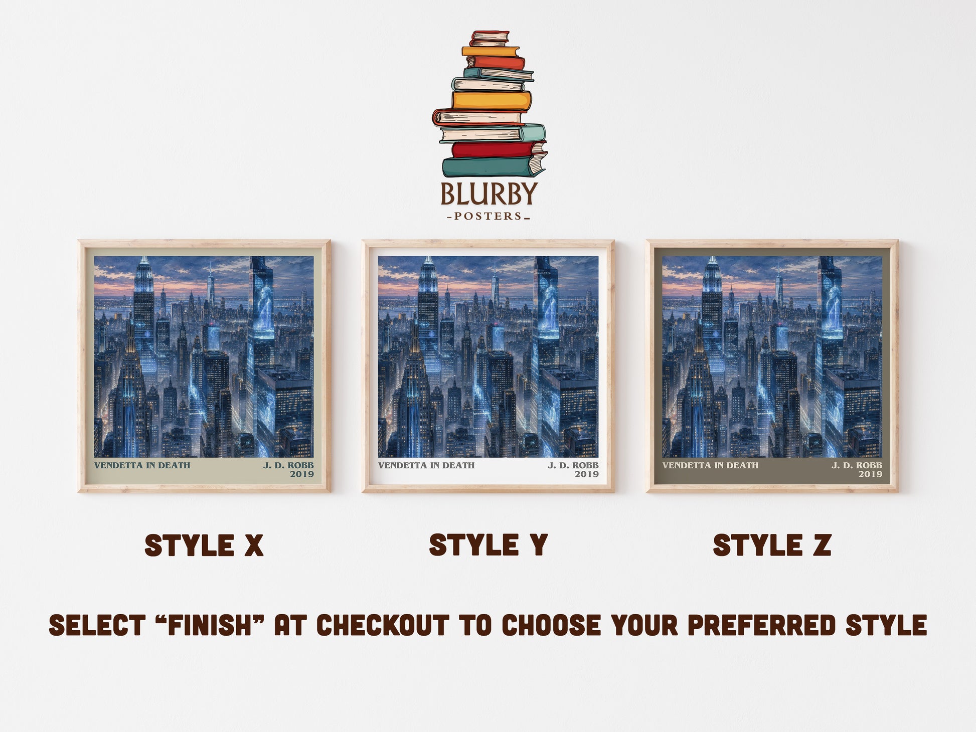 Vendetta In Death literary print in frame leaning in hallway – crime wall art
