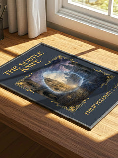 The Subtle Knife Classic Book Art Print by Philip Pullman – print on a sunlit desk