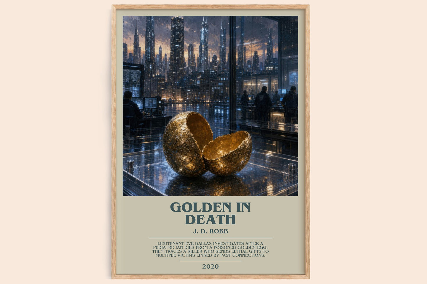 Golden In Death bookish book poster by J. D. Robb – framed literary art print