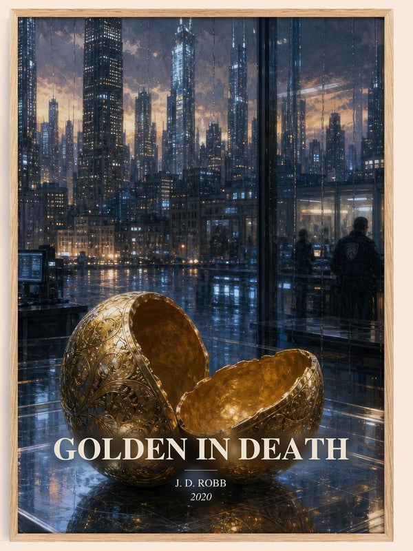 Golden In Death watercolour book poster by J. D. Robb – framed literary art print