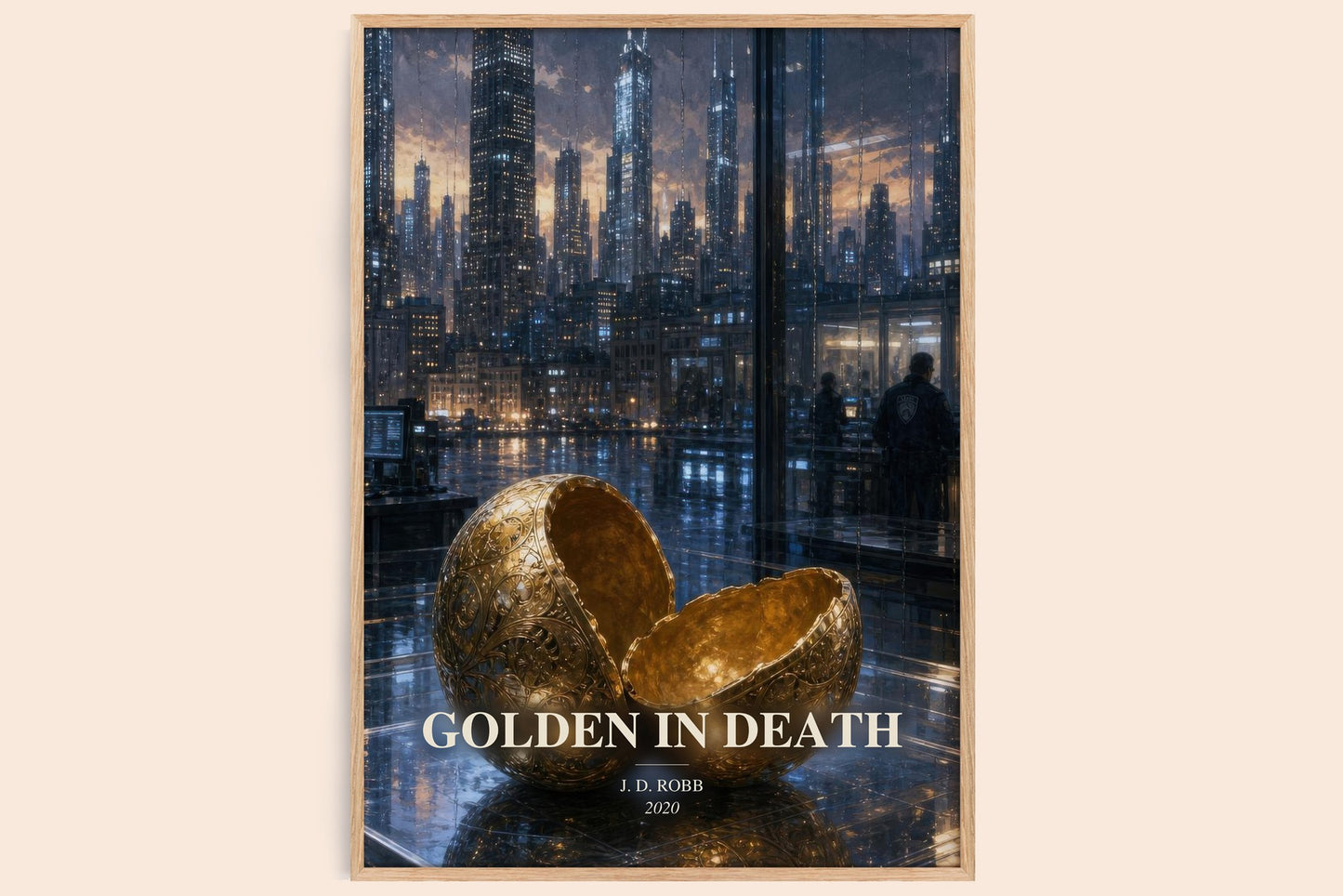 Golden In Death watercolour book poster by J. D. Robb – framed literary art print