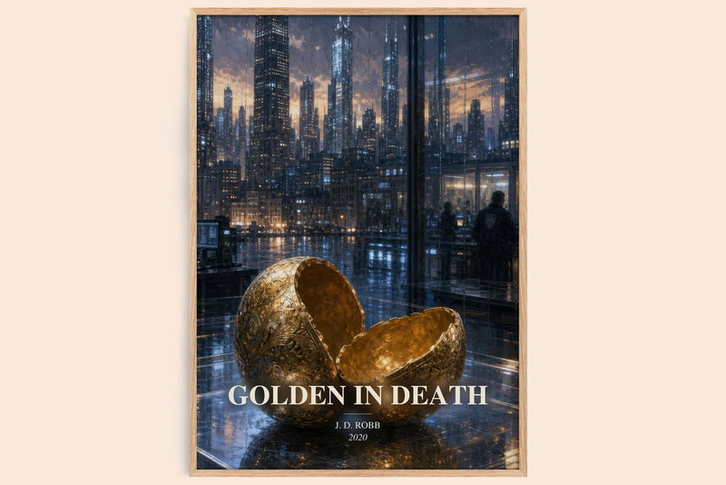 Golden In Death watercolour book poster by J. D. Robb – framed literary art print
