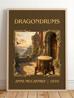 Dragondrums Classic Book Art Print by Anne McCaffrey – framed print leaning on a wooden floor