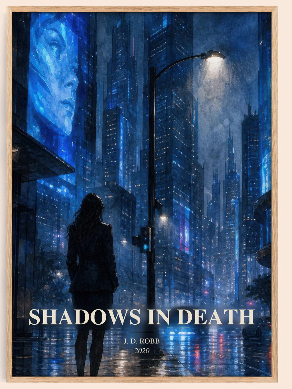 Shadows In Death watercolour book poster by J. D. Robb – framed literary art print