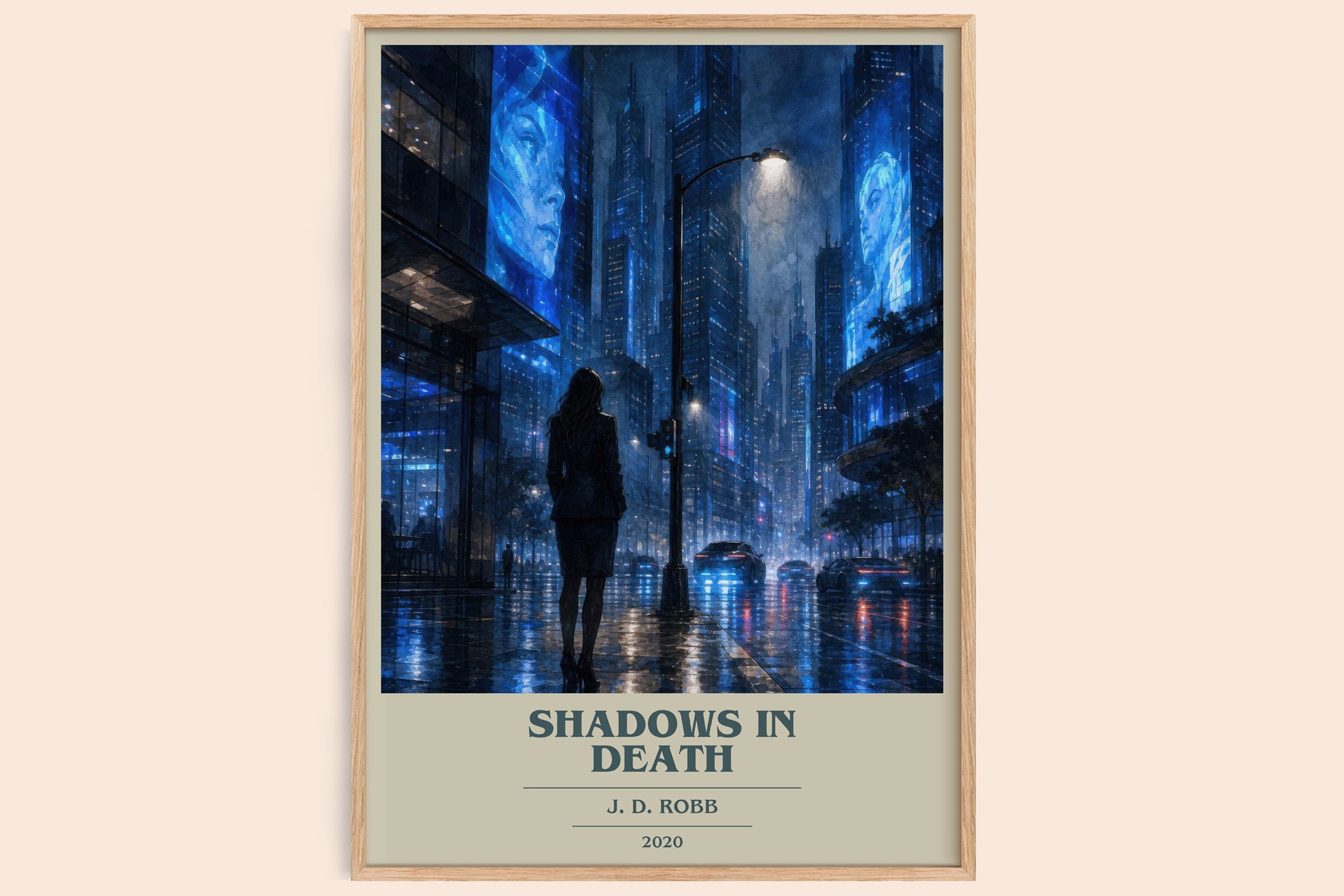 Shadows In Death book cover book poster by J. D. Robb – framed literary art print