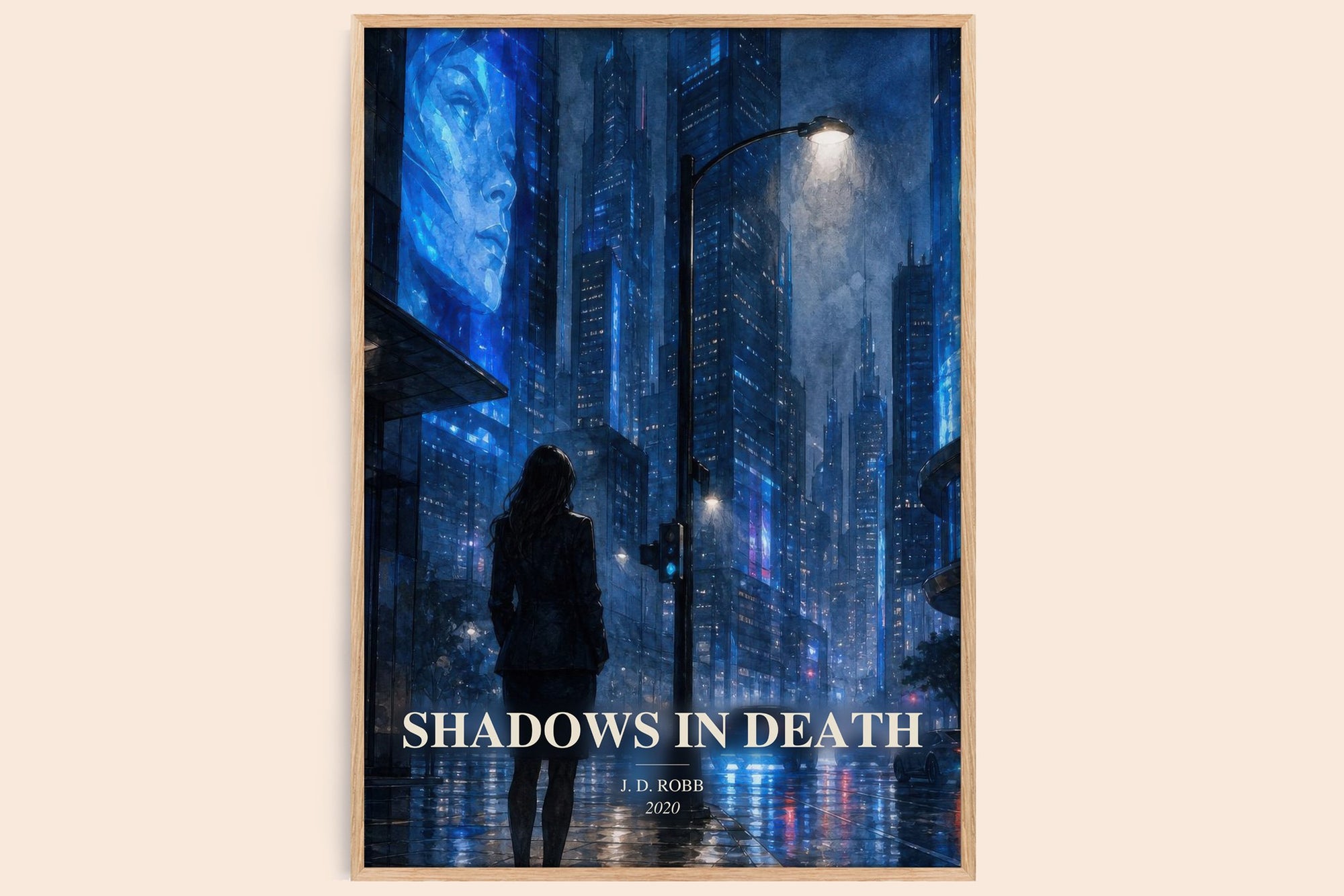 Shadows In Death watercolour book poster by J. D. Robb – framed literary art print