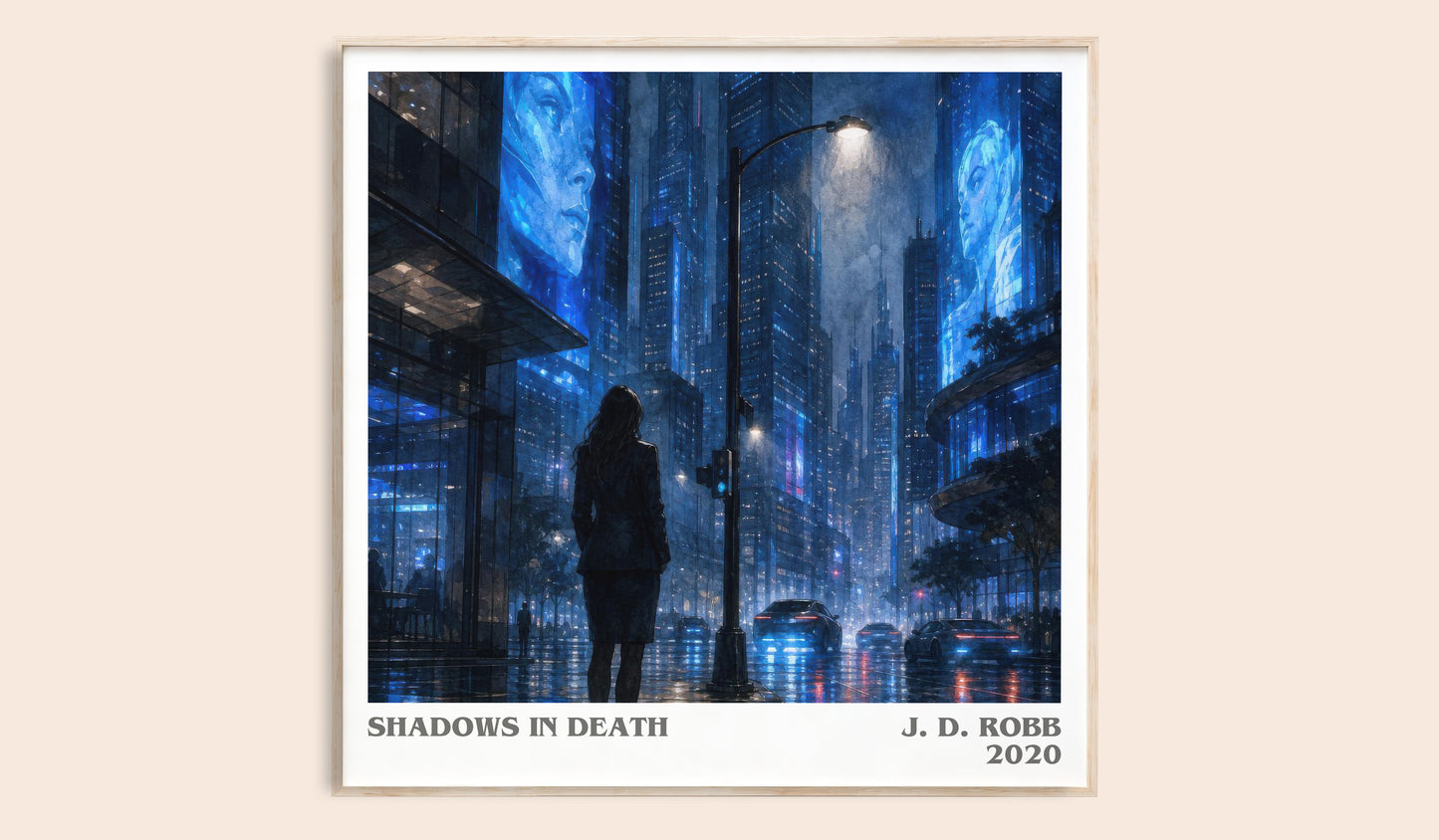 Shadows In Death literary book poster by J. D. Robb – framed literary art print