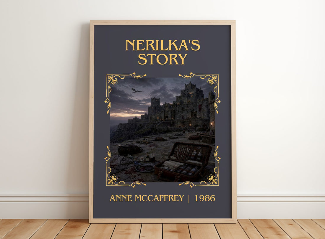 Nerilka's Story Classic Book Art Print by Anne McCaffrey – framed print leaning on a wooden floor