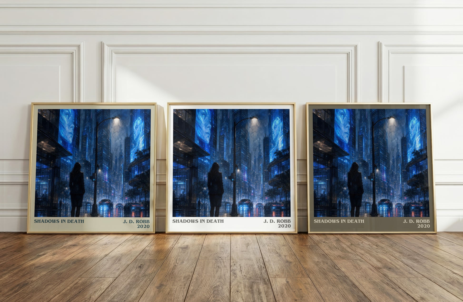 Shadows In Death literary art print colour and style options – J. D. Robb book art