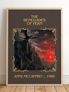 The Renegades of Pern Classic Book Art Print by Anne McCaffrey – framed print leaning on a wooden floor